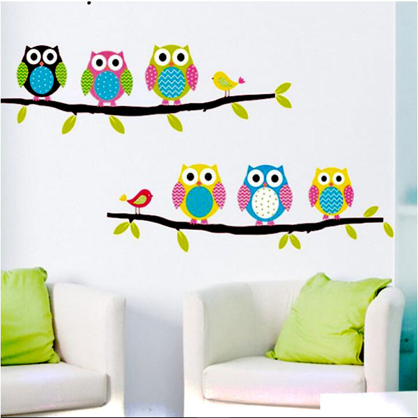 Decal Trang Trí Chim Cú Sắc Màu