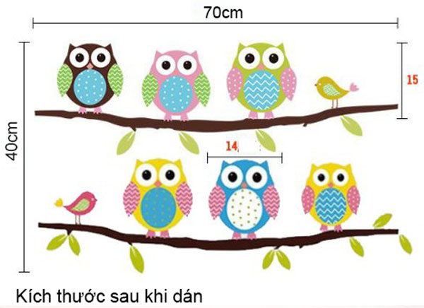 Decal Trang Trí Chim Cú Sắc Màu