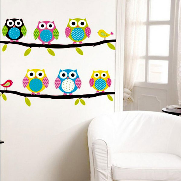 Decal Trang Trí Chim Cú Sắc Màu