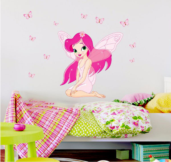 Decal Trang Trí Cô Gái Thiên Thần Hồng