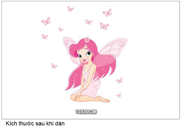 Decal Trang Trí Cô Gái Thiên Thần Hồng