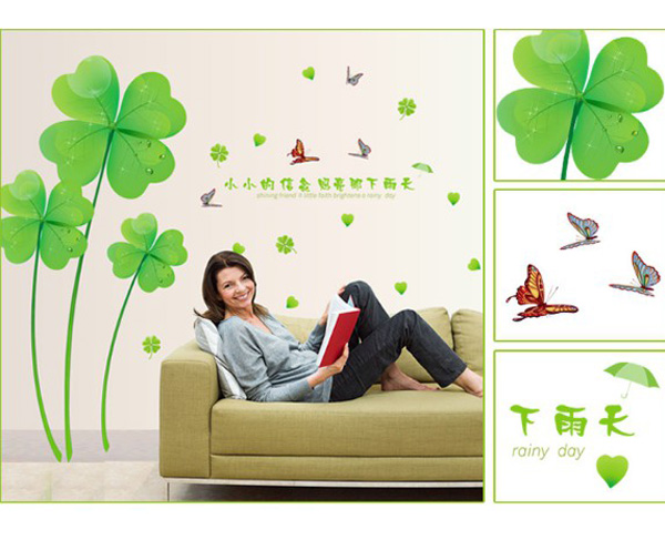 Decal Trang Trí Cỏ May Mắn