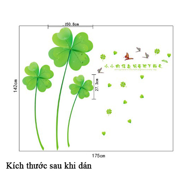 Decal Trang Trí Cỏ May Mắn