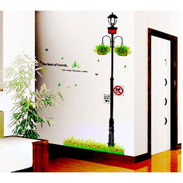 Decal Trang Trí Cột Đèn Xanh