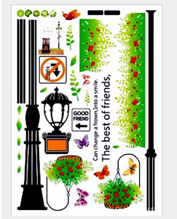 Decal Trang Trí Cột Đèn Xanh
