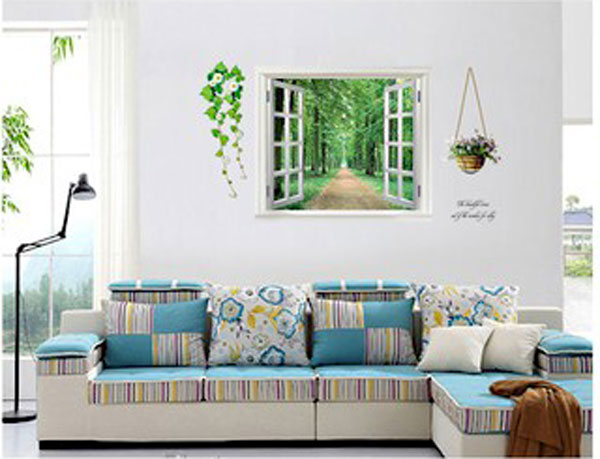 Decal Trang Trí Cửa Sổ Con Đường Và Rừng Cây