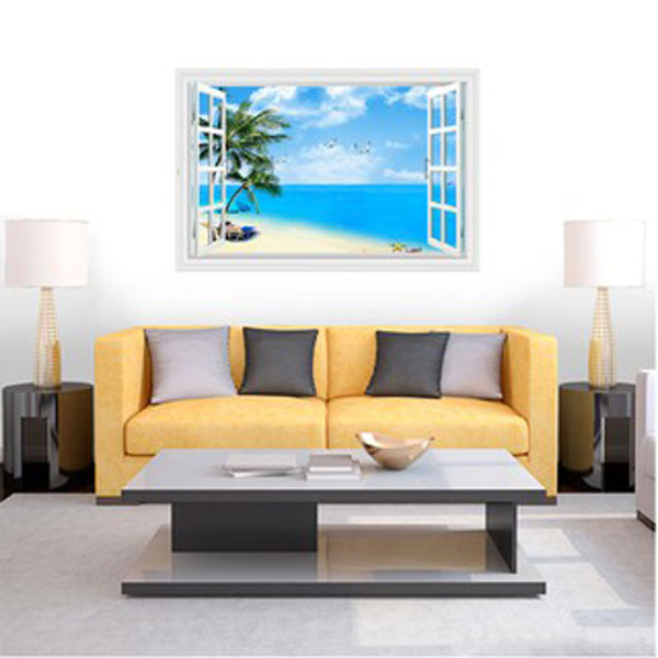 Decal Trang Trí Cửa Sổ Phong Cảnh Biển