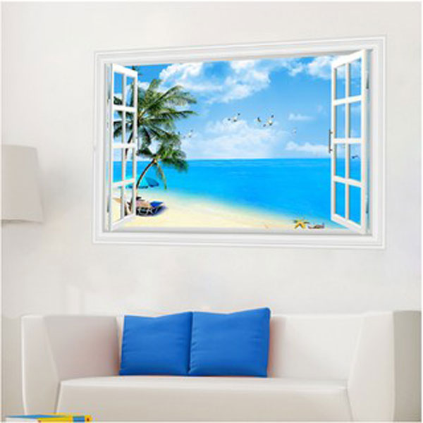 Decal Trang Trí Cửa Sổ Phong Cảnh Biển