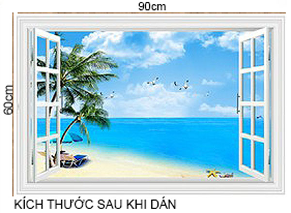 Decal Trang Trí Cửa Sổ Phong Cảnh Biển