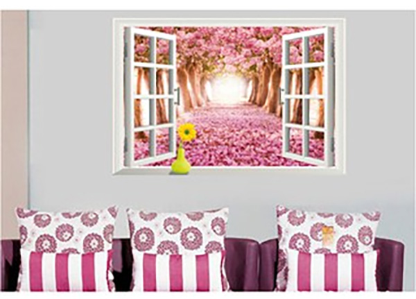 Decal Trang Trí Cửa Sổ Rừng Cây Anh Đào