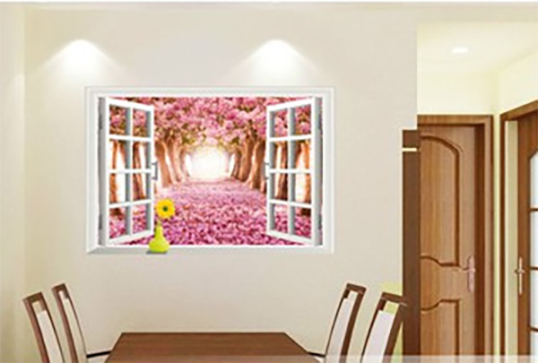 Decal Trang Trí Cửa Sổ Rừng Cây Anh Đào