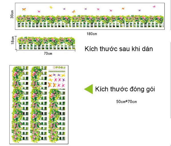 Decal Trang Trí Hàng Ràng Và Hoa Hồng