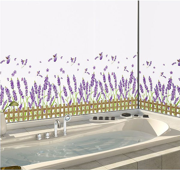 Decal Trang Trí Hàng Rào Hoa Lavander Tím