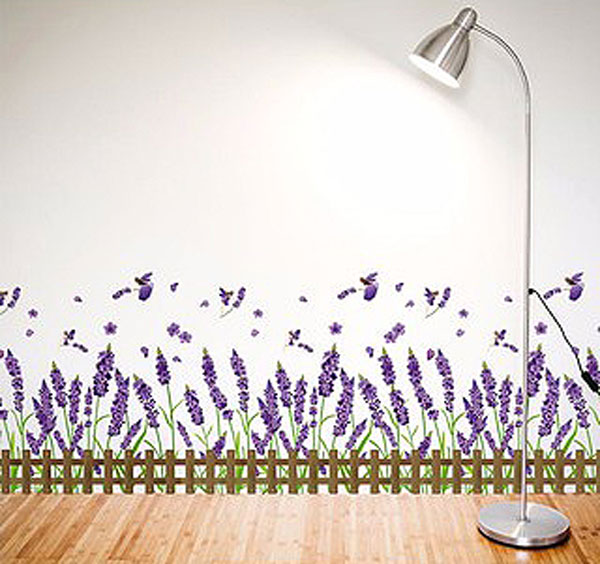 Decal Trang Trí Hàng Rào Hoa Lavander Tím