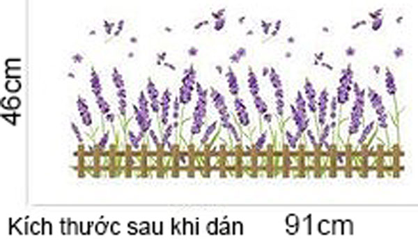 Decal Trang Trí Hàng Rào Hoa Lavander Tím