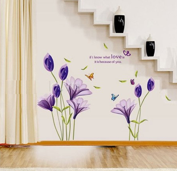 Decal Trang Trí Hoa Anh Thảo Tím