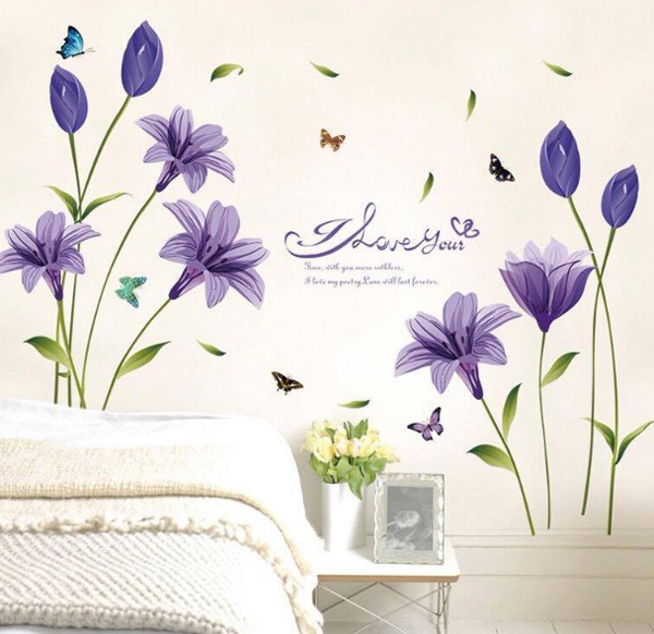 Decal Trang Trí Hoa Anh Thảo Tím