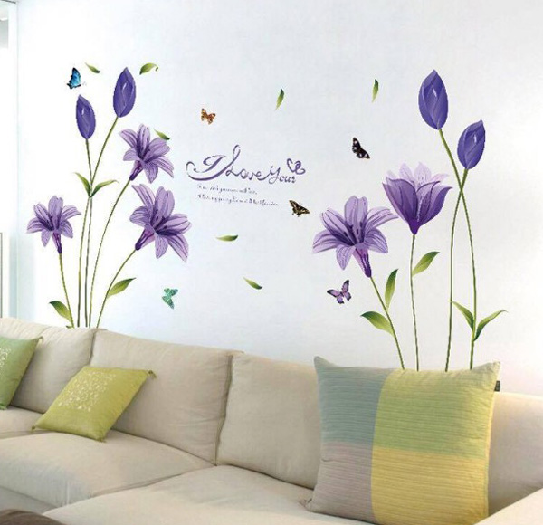 Decal Trang Trí Hoa Anh Thảo Tím