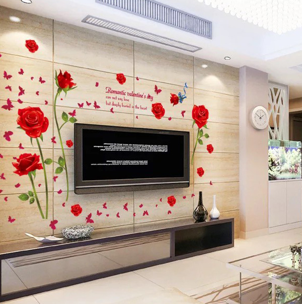 Decal Trang Trí Hoa Hồng Đỏ