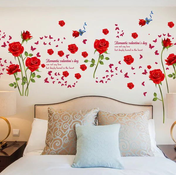 Decal Trang Trí Hoa Hồng Đỏ