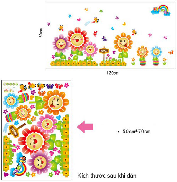 Decal Trang Trí Hoa Hướng Dương Vui Vẻ