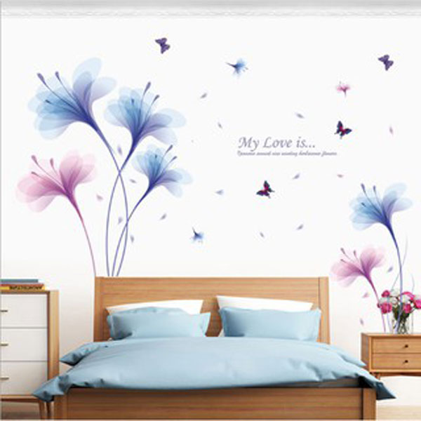 Decal Trang Trí Hoa Ly Thủy Tinh Xanh