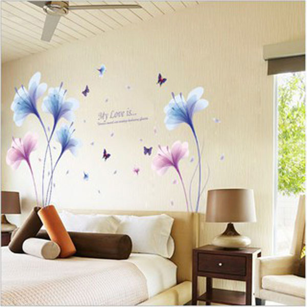 Decal Trang Trí Hoa Ly Thủy Tinh Xanh