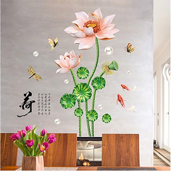 Decal Trang Trí Hoa Sen Hồng Nhạt