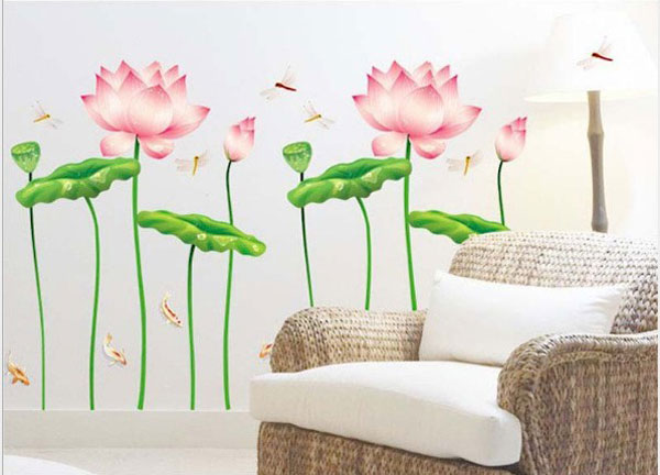 Decal Trang Trí Hoa Sen Trang Nhã