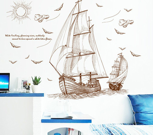 Decal Trang Trí Họa Tiết Thuyền Ra Khơi 