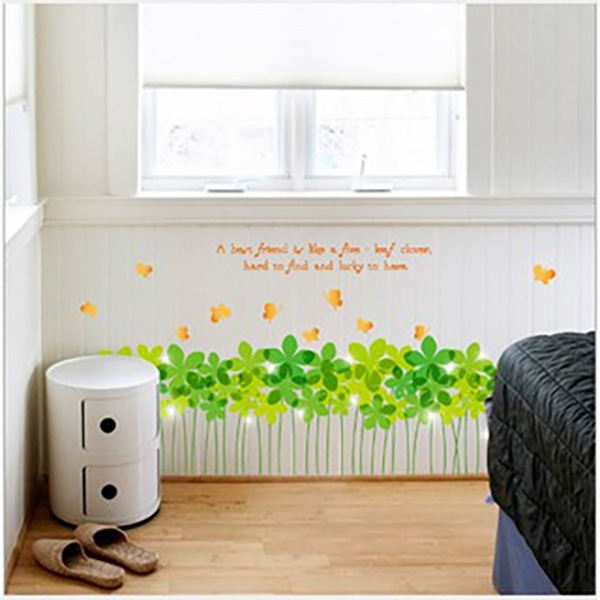 Decal Trang Trí Hoa Xanh May Mắn