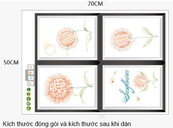Decal Trang Trí Khung Ảnh Hoa Hướng Dương
