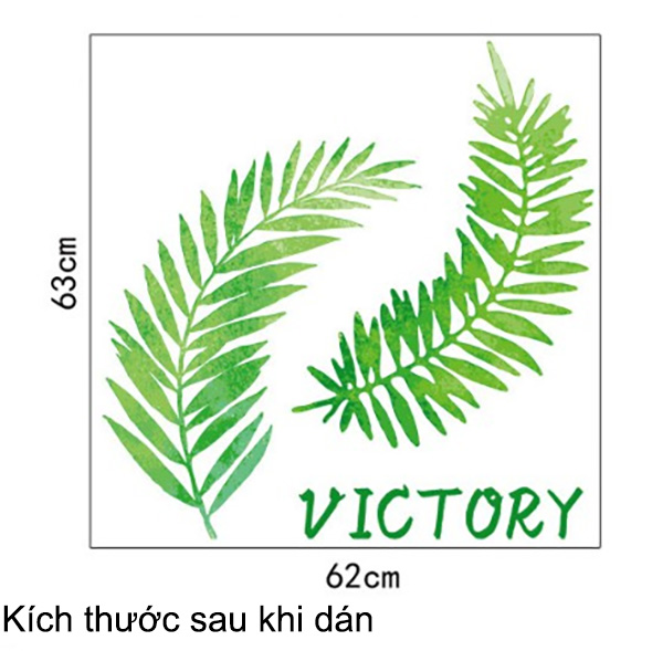 Decal Trang Trí Lá Cỏ Bắc Âu Xanh