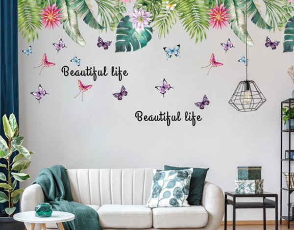 Decal Trang Trí Lá Dương Xỉ Sắc Màu