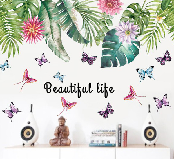 Decal Trang Trí Lá Dương Xỉ Sắc Màu