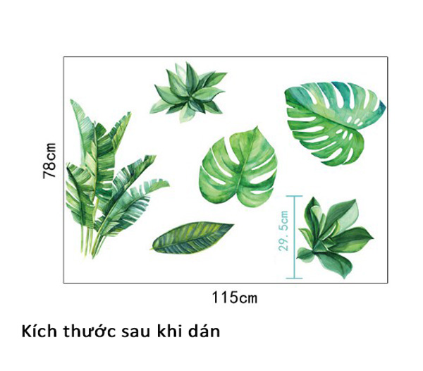 Decal Trang Trí Lá Dương Xỉ Xanh