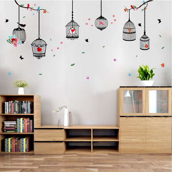 Decal Trang Trí Lồng Chim Tình Yêu
