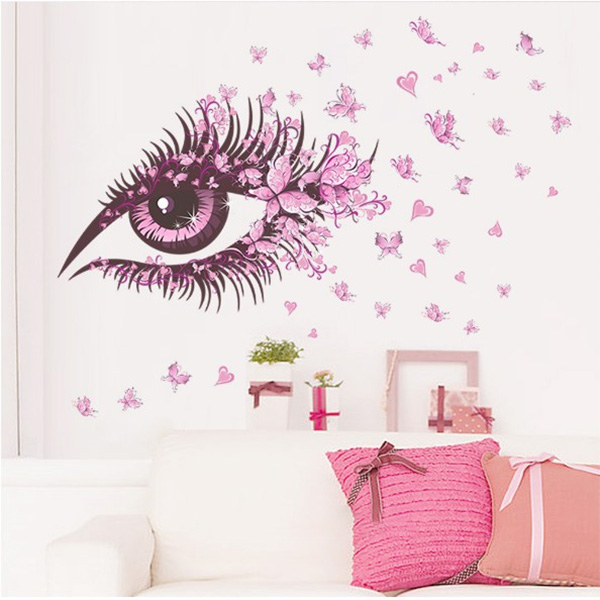 Decal Trang Trí Mắt Bướm Hồng