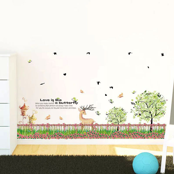Decal Trang Trí Nai Và Khu Vườn