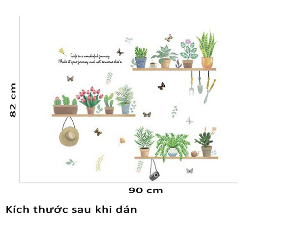 Decal Trang Trí Nhiều Chậu Cây Treo Khung