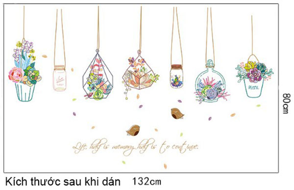 Decal Trang Trí Nhiều Chậu Hoa 2