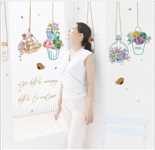 Decal Trang Trí Nhiều Chậu Hoa 2