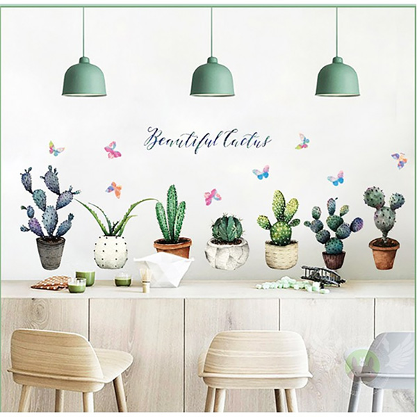 Decal Trang Trí Nhiều Chậu Xương Rồng 2