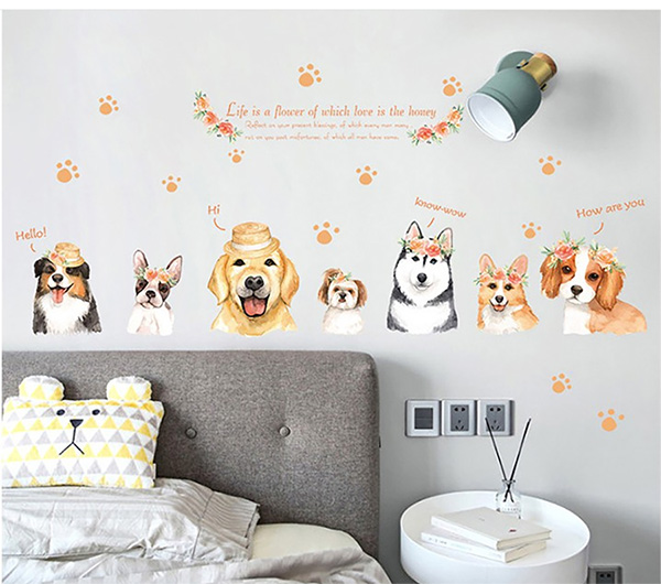 Decal Trang Trí Những Chú Chó Lông Xù