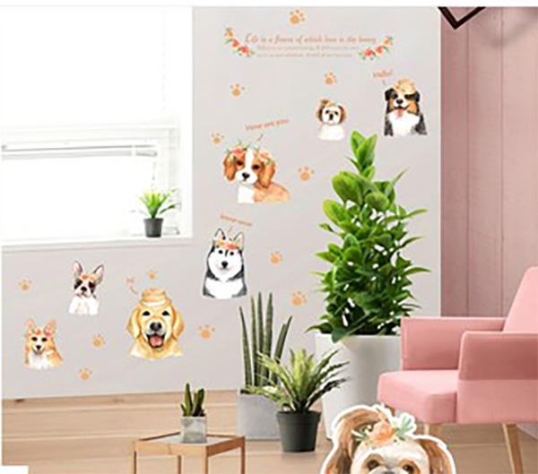 Decal Trang Trí Những Chú Chó Lông Xù