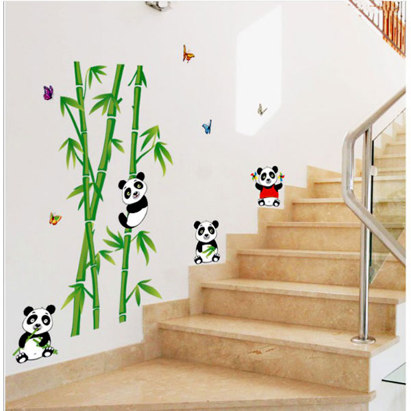 Decal Trang Trí Những Chú Gấu Và Cây Trúc