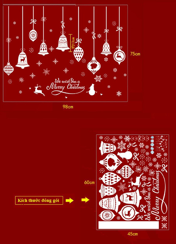 Decal Trang Trí Noel Dây Treo We Wish You A Merry Christmas