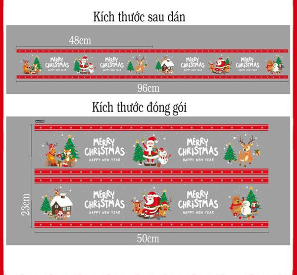 Decal Trang Trí Noel Tuần Lộc Đỏ Phát Quà