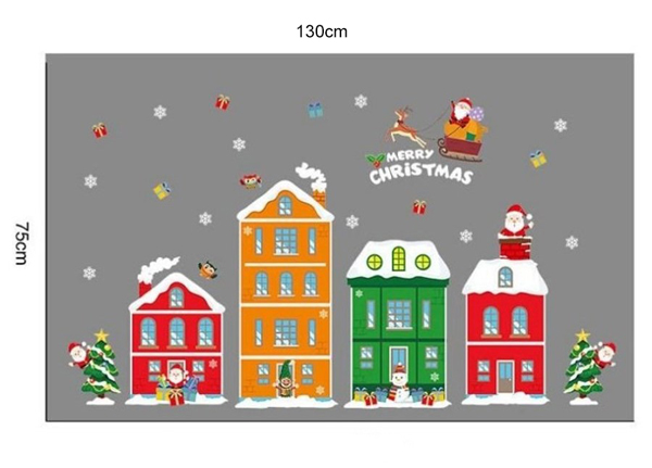 Decal 2 Mặt Trang Trí Noel Thành Phố Sắc Màu