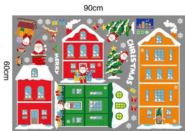 Decal 2 Mặt Trang Trí Noel Thành Phố Sắc Màu